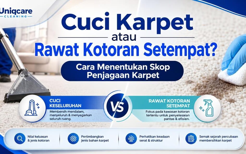 Cuci Karpet atau Rawat Kotoran Setempat? Cara Menentukan Skop Penjagaan Karpet - Uniqcare Cleaning