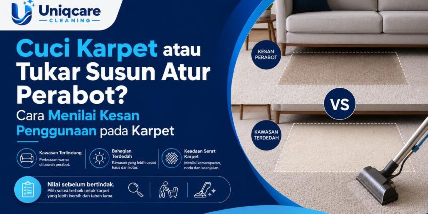 Cuci Karpet atau Tukar Susun Atur Perabot? Cara Menilai Kesan Penggunaan pada Karpet - Uniqcare Cleaning