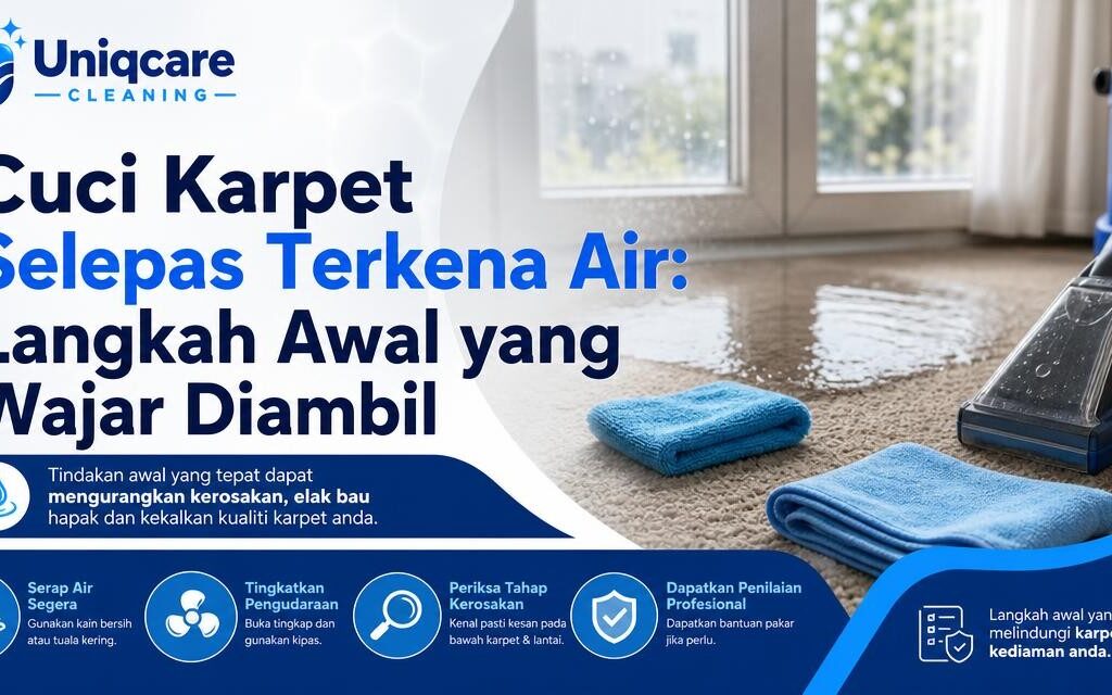 Cuci Karpet Selepas Terkena Air: Langkah Awal yang Wajar Diambil - Uniqcare Cleaning