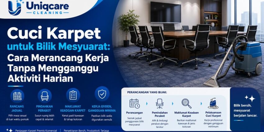 Cuci Karpet untuk Bilik Mesyuarat: Cara Merancang Kerja Tanpa Mengganggu Aktiviti Harian - Uniqcare Cleaning