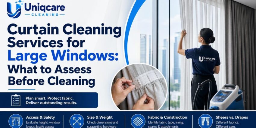 Curtain Cleaning Services for Large Windows: What to Assess Before Cleaning - Uniqcare Cleaning
