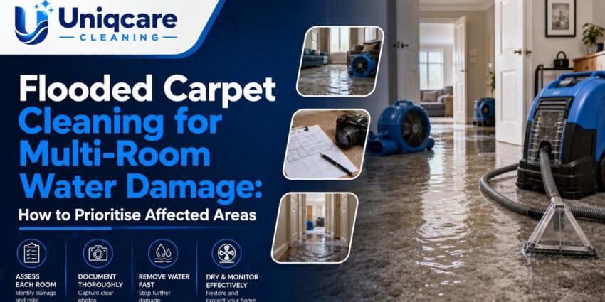Flooded Carpet Cleaning for Multi-Room Water Damage: How to Prioritise Affected Areas - Uniqcare Cleaning