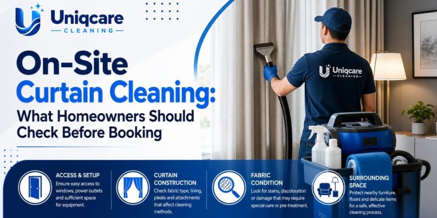 On-Site Curtain Cleaning: What Homeowners Should Check Before Booking - Uniqcare Cleaning