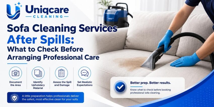 Sofa Cleaning Services After Spills: What to Check Before Arranging Professional Care - Uniqcare Cleaning